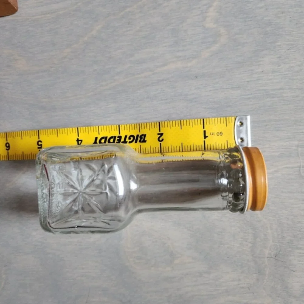 70's Wooden Spice‎ Rack with Glass Jars